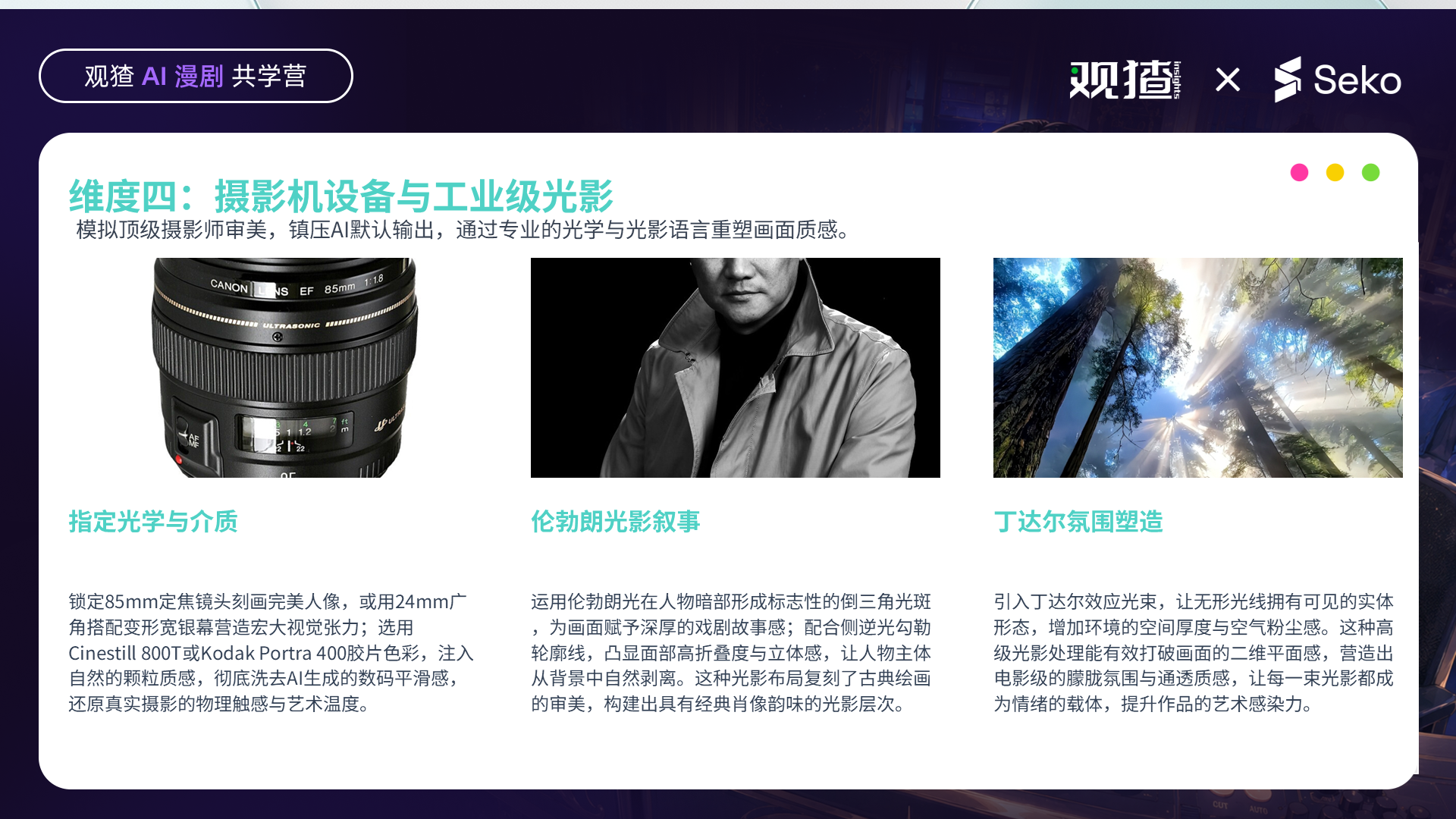 摄影焦段、胶片质感与布光方式的组合示例